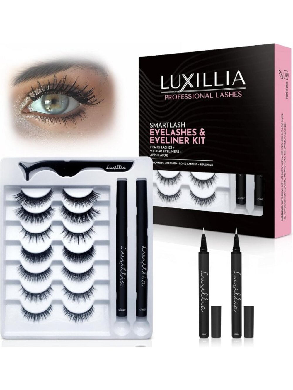 SMARTLASH Self Adhesive Lash Clusters Kit, 7 Pairs, No Glue